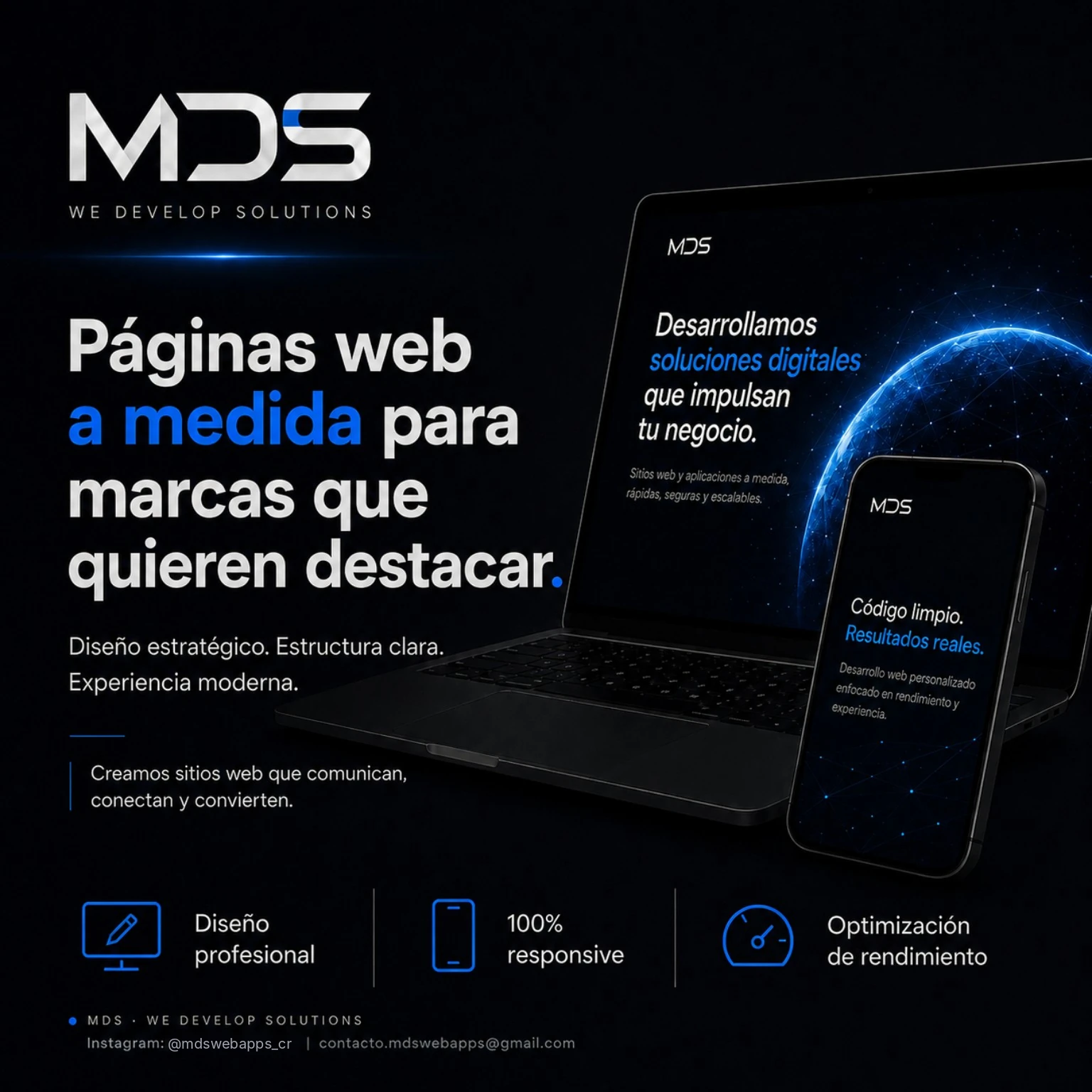 Professional MDS website design shown on a computer and phone