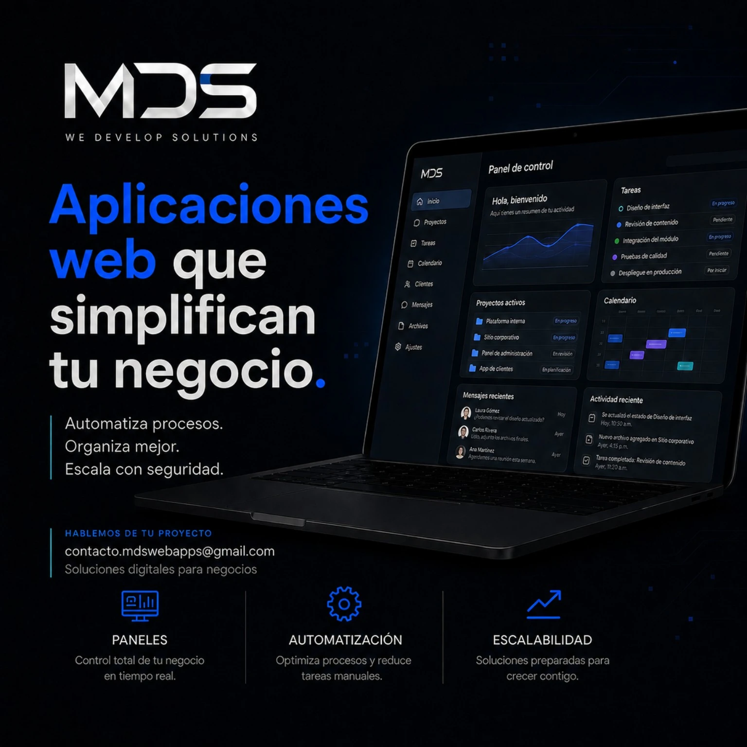 Business web application dashboard displayed on a laptop